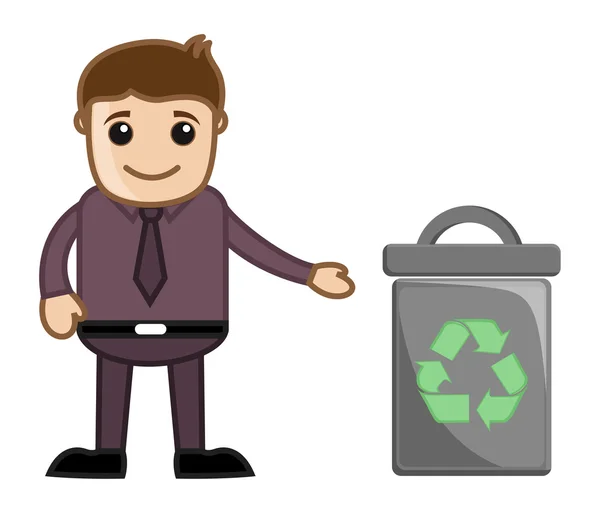 Homme debout près de la poubelle — Image vectorielle