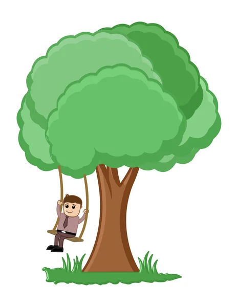 Árbol Swing Vector de dibujos animados — Vector de stock