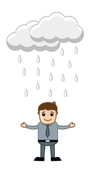 Homme de bureau sous la pluie — Image vectorielle