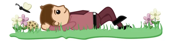 Lying on Grass Vector Illustration — Stock Vector