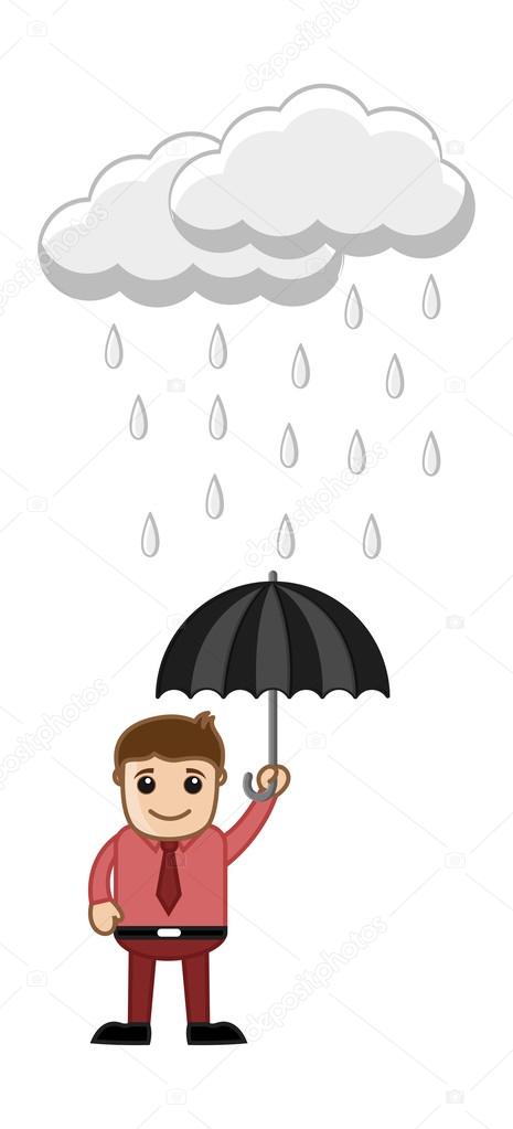 Człowiek Posiadający Parasol W Deszczu Grafika Wektorowa