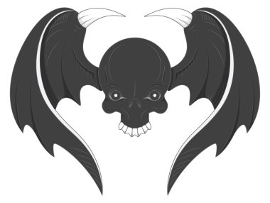 Yarasa kanadı vektörel olan kafatası