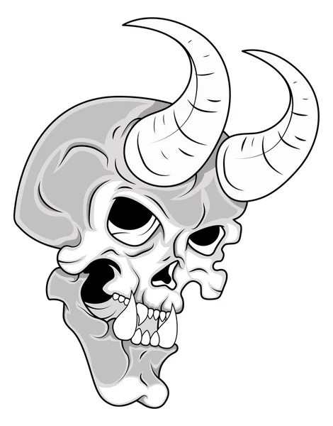 Cráneo con cuernos — Vector de stock