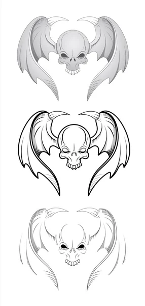 Skulls with Wings Vector Illustrations — Stock Vector