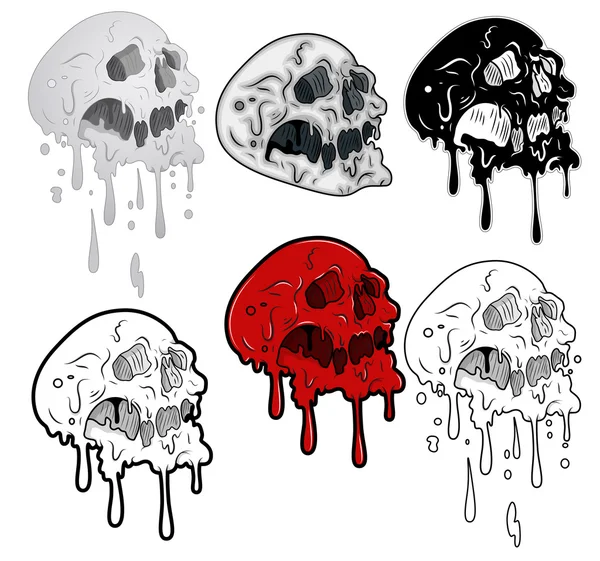 Melting Skulls Vector Illustration — Stock Vector