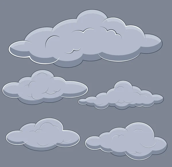 Wolken Vektor Illustrationen eingestellt — Stockvektor