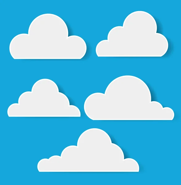 Wolken vector illustraties in papier stijl — Stockvector