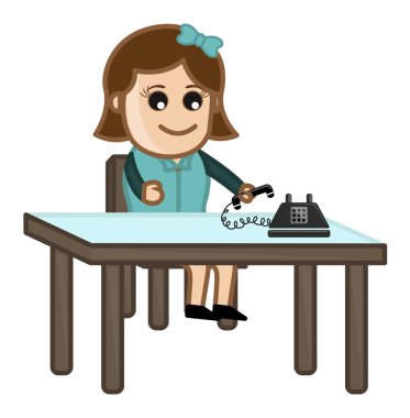 Kadın telefonu - vektör çizim ile