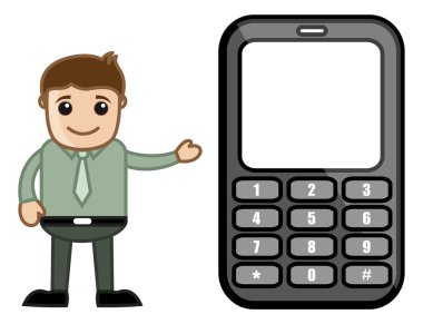 adam cep telefonu - vektör çizim gösterilen