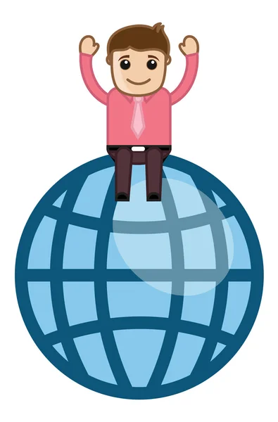 Man on Globe - Vector Illustration — Stock Vector