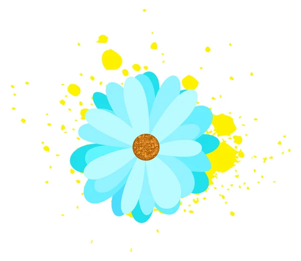 Blue Flower on Ink Splash — Stock Vector