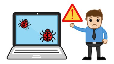 üzgün adam bilgisayar bozuk - virüs - vektör çizim