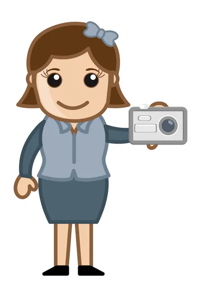 Taking Picture - Office Character - Vector Illustration — Stock Vector
