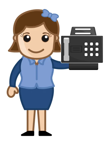 Máquina de fax - Caráter de escritório - Ilustração vetorial — Vetor de Stock
