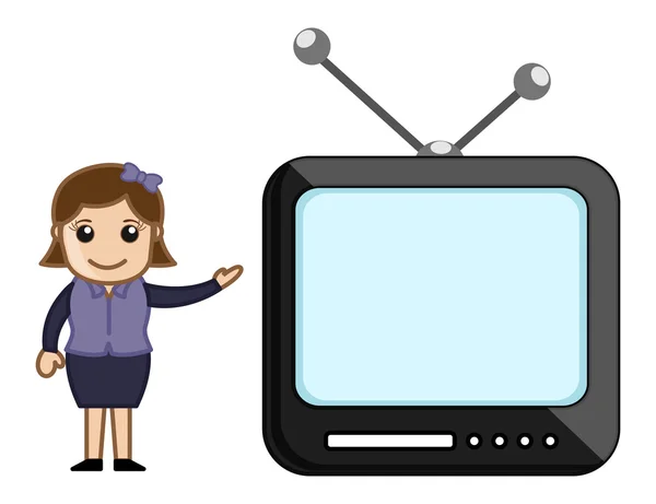 TV Anchor - Office Character - Vector Illustration — Stock Vector