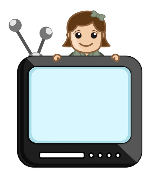 TV muhabiri - ofis karakter - vektör çizim — Stok Vektör