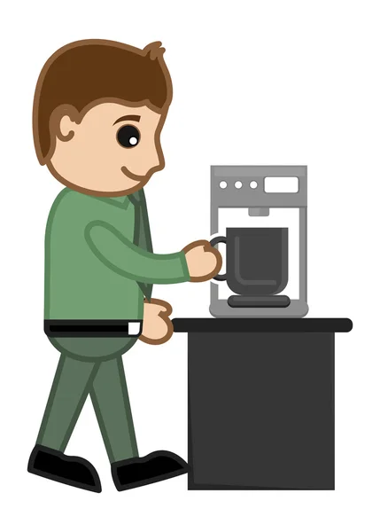 Caffè - Personaggio dell'ufficio - Illustrazione vettoriale — Vettoriale Stock