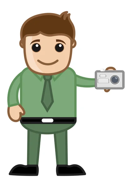 Clicking a Picture - Office Character - Vector Illustration — Stock Vector