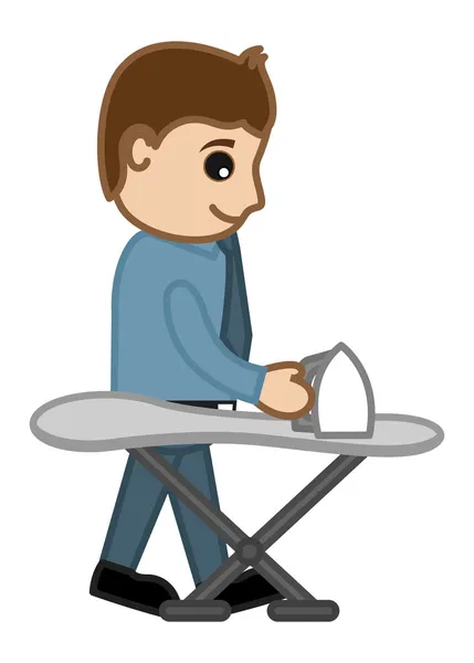 Man Ironing the Cloths Vector — Stock Vector