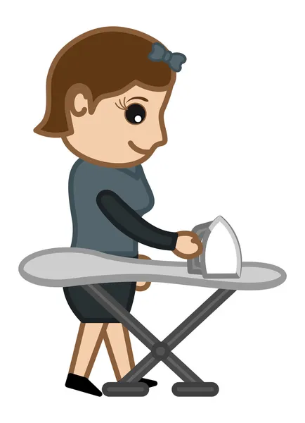 Ironing the Cloth - Office Character - Vector Illustration — Stock Vector