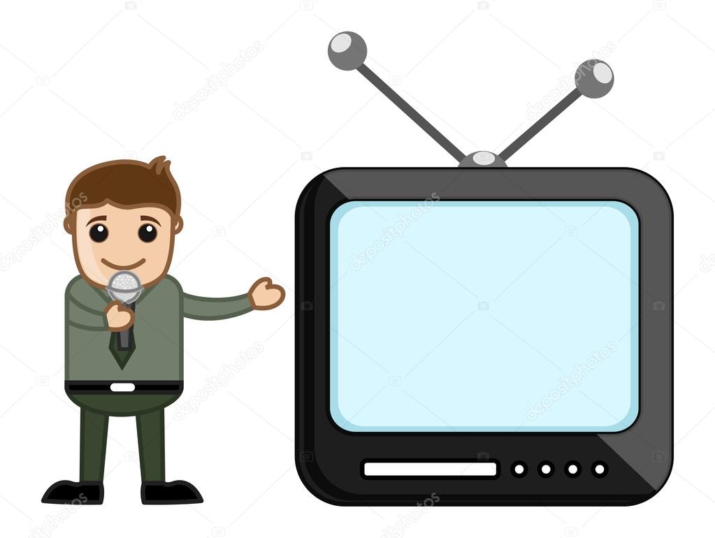 Presenting a Slideshow - Clip-art - Office Character - Vector Illustration