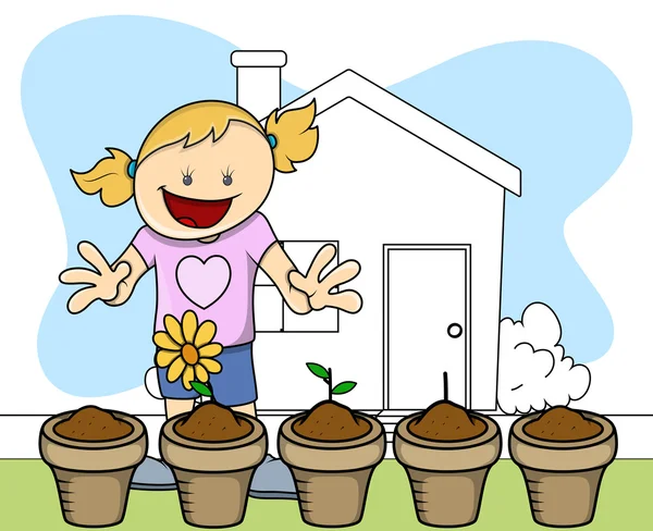 Flower Plant - Gardening - Kids - Vector Illustration — Stock Vector