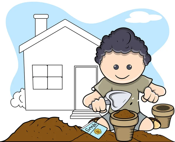 Planting - Kids - Vector Illustration — Stock Vector
