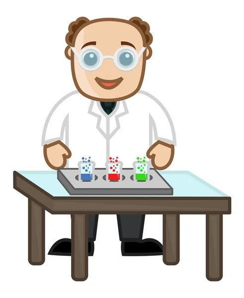 Scientist Experimentation - Cartoon Office Vector Illustration — Stock Vector