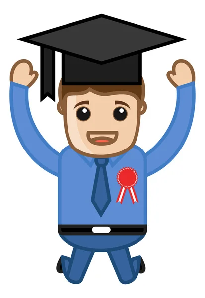 Graduation Celebration - Cartoon Office Vector Illustration — Stock Vector