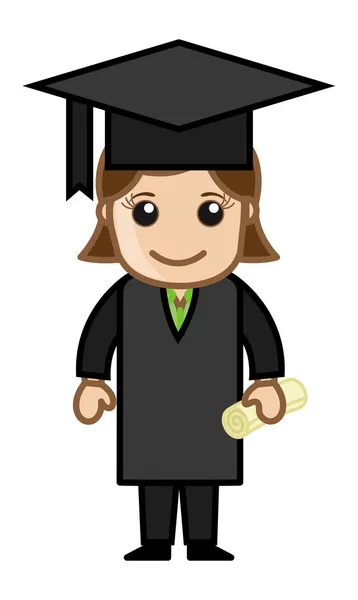 Graduate Woman - Cartoon Office Vector Illustration — Stock Vector