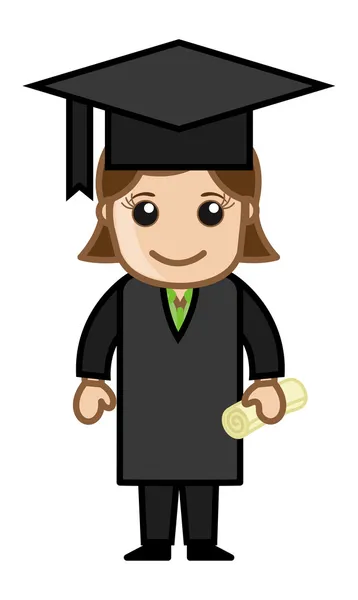 Graduate Woman - Desenhos animados Escritório Vector Ilustração — Vetor de Stock