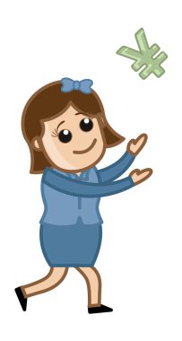 Yen - iş karikatür karakter vektör yakalamaya çalışın