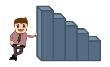 3D grafik yıl boyunca - iş karikatür karakter vektör azalan gösterilen adam