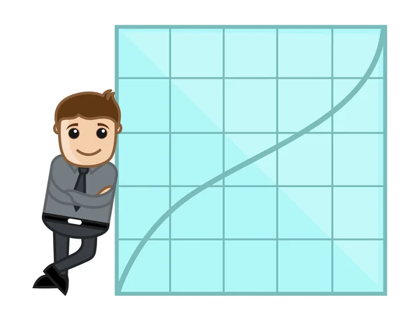 Uomo che mostra il grafico di successo - Vettore del personaggio dei cartoni animati aziendali — Vettoriale Stock
