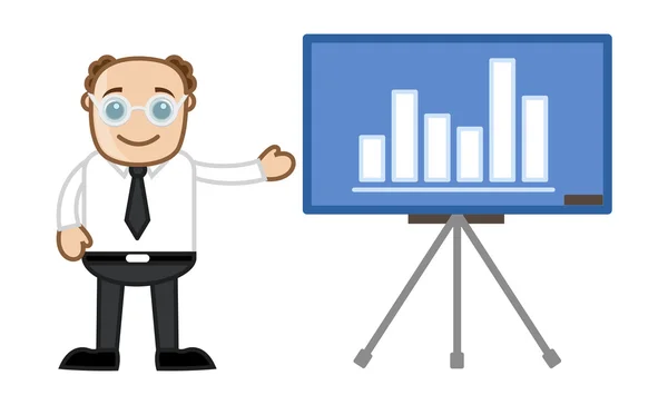 Businessman Showing Stats Over Projector — Stock Vector