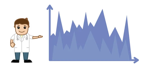 Doctor Mostrando Stats Graph Bar — Archivo Imágenes Vectoriales