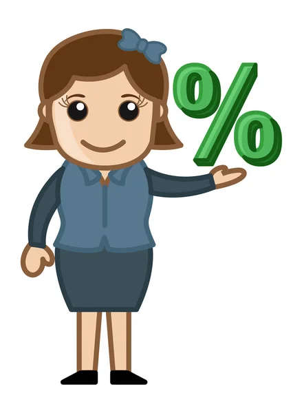 Woman Having Percentage Sign — Stock Vector