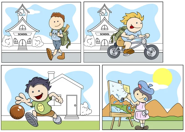 Desene animate Kids Vector Set de ilustrații — Vector de stoc