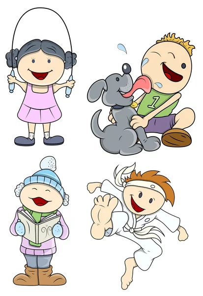 Lindos niños dibujos animados — Vector de stock