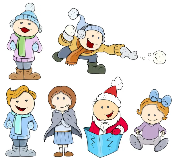 Lindo divertido vector niños — Vector de stock