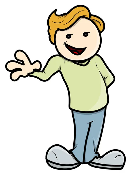 Enfant adolescent élégant disant Salut - Illustration de bande dessinée vectorielle — Image vectorielle
