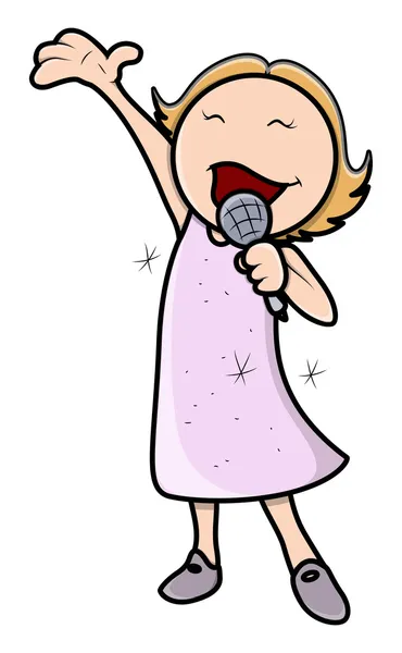 Petite fille chantant - Illustration de dessin animé vectoriel — Image vectorielle