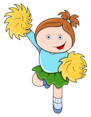 küçük kız - vektör karikatür çizim bir tezahürat lideri olarak atlama