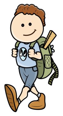 çocuğu okula - vektör karikatür çizim