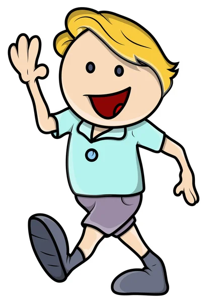 Happy Boy Walking - Illustration de bande dessinée vectorielle — Image vectorielle