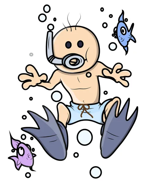 水下-孩子矢量卡通插画 — 图库矢量图片