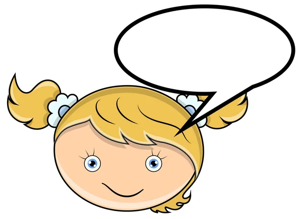 Meisje met toespraak cloud - cartoon vectorillustratie — Stockvector