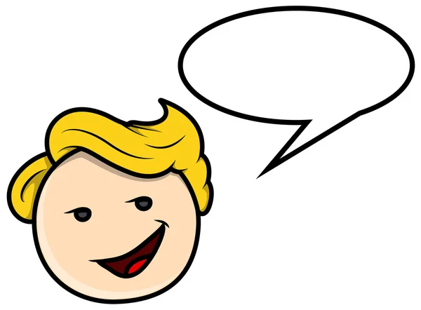 Tiener jongen zeggen in tekstballon - cartoon vectorillustratie — Stockvector