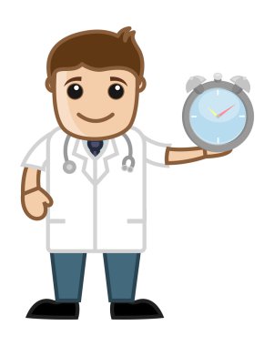 zaman yönetimi - doktor - ofis çizgi film karakterleri