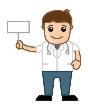 boş billboard - ofis çizgi film karakterleri tutan doktor
